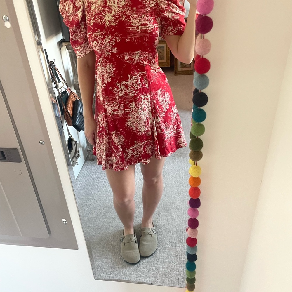 Red Toile Print Dress